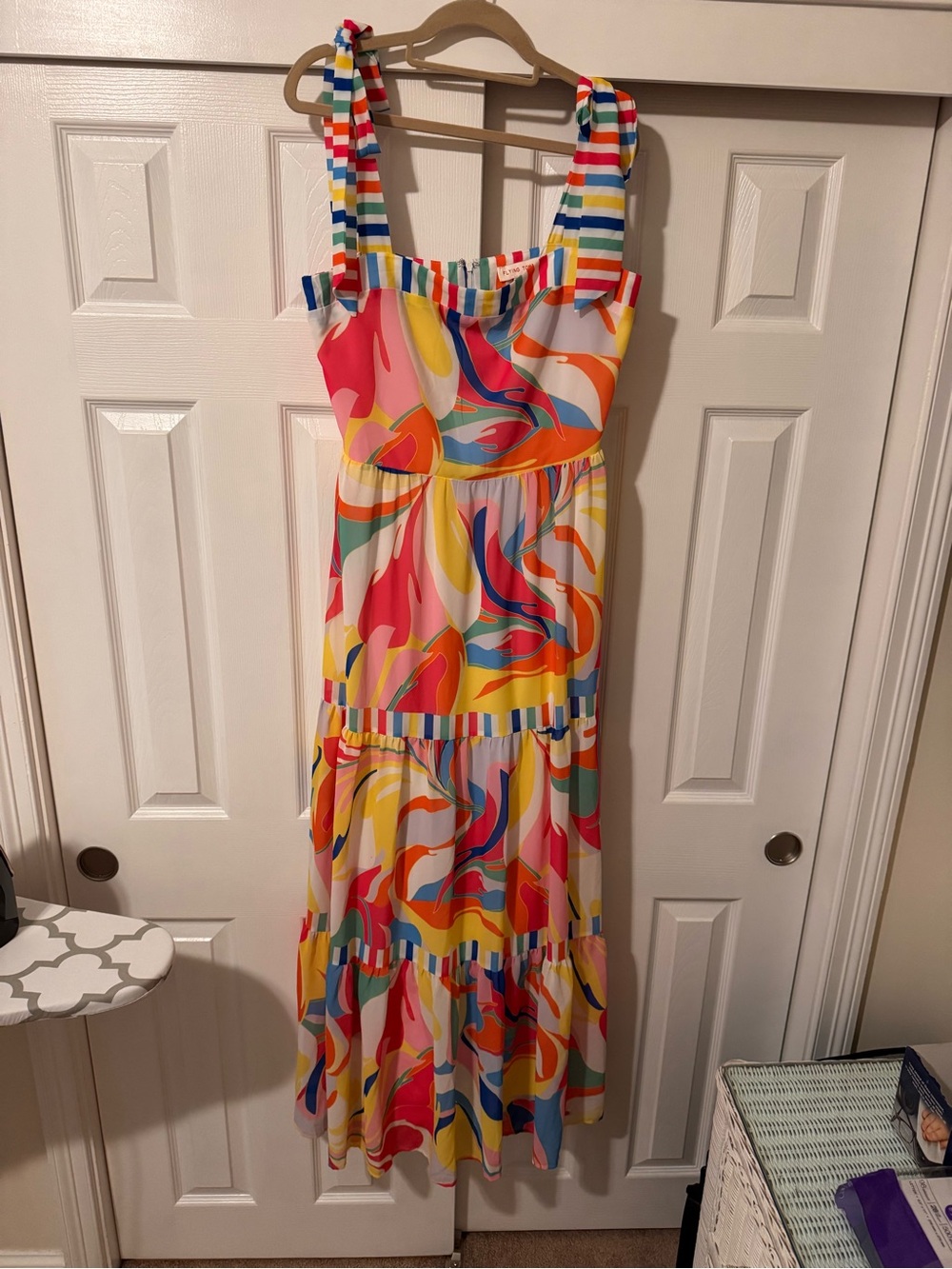 Flying Tomato Pink, Yellow, Blue & Orange Abstract Maxi Dress